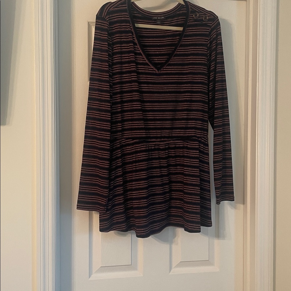 Lane Bryant Navy and Red Striped Top